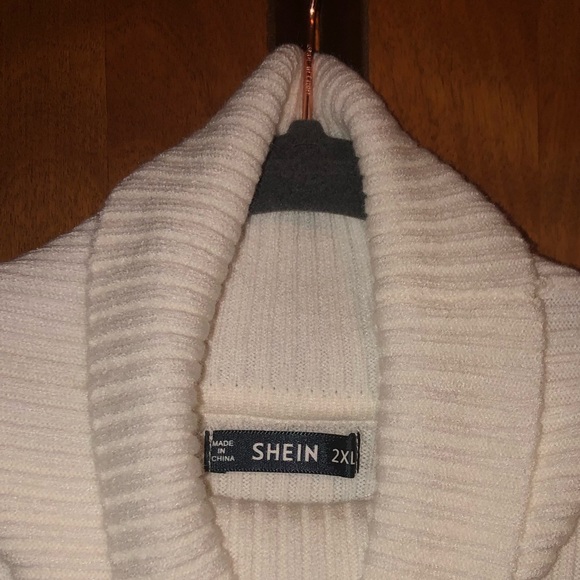 SHEIN 2X Plus Turtleneck Slim Fit White Sweater - Picture 5 of 5